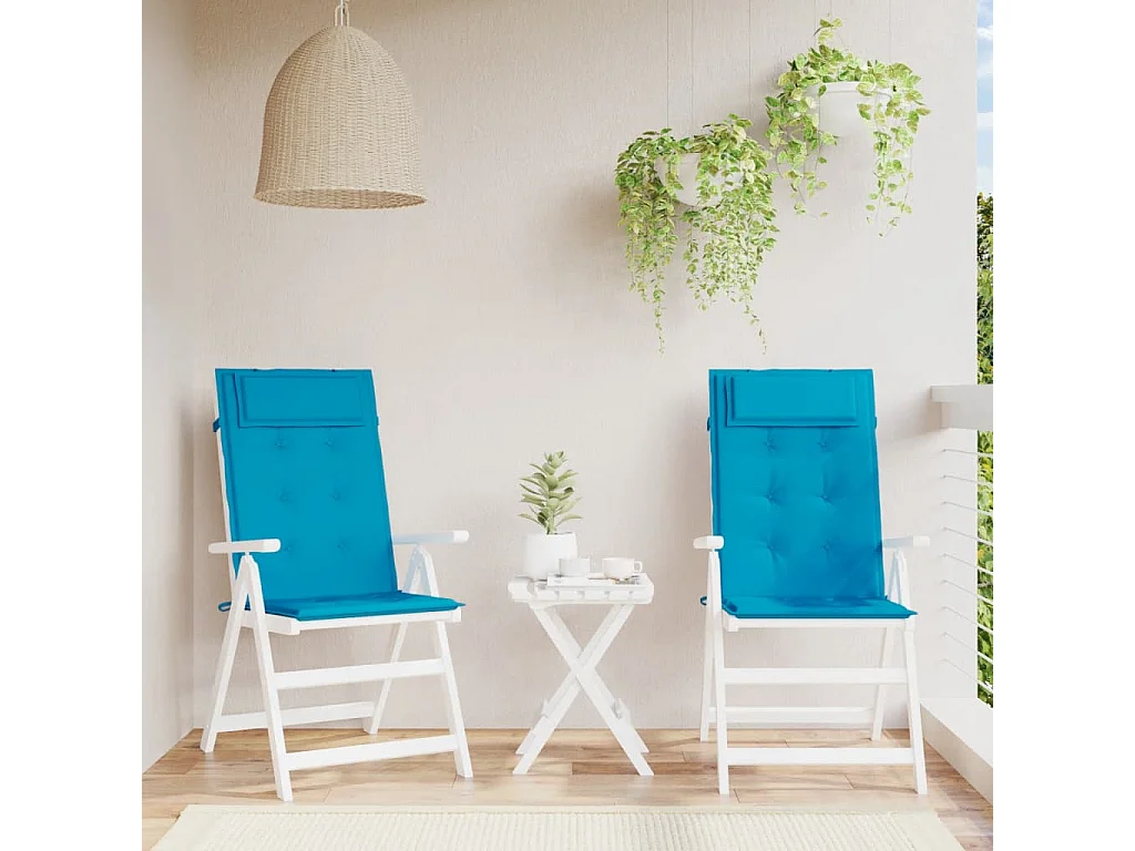 Coussins de chaise à dossier haut lot de 2 bleu clair