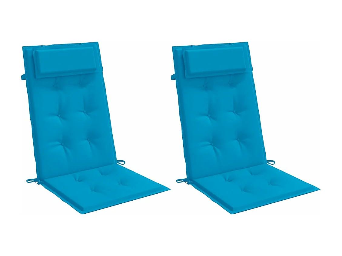 Coussins de chaise à dossier haut lot de 2 bleu clair
