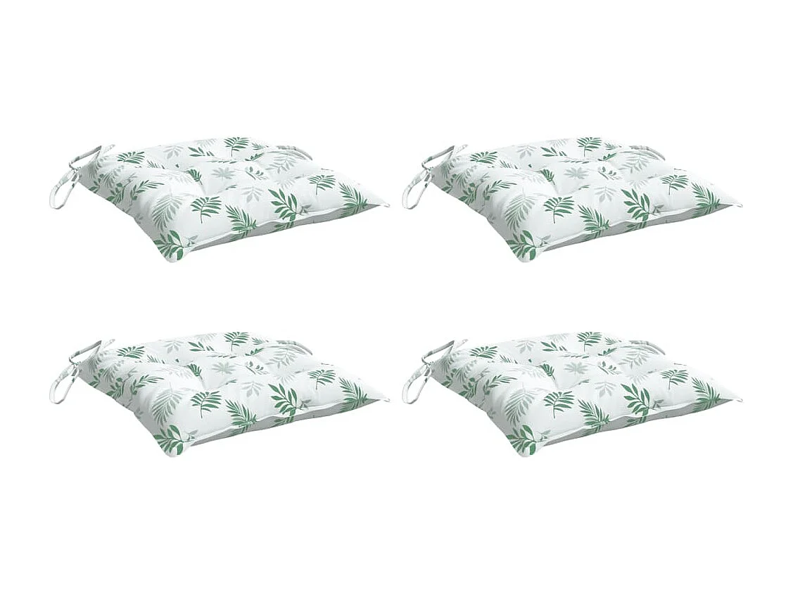 Coussins de chaise 4 pièces à motif de feuilles 50x50x7 cm