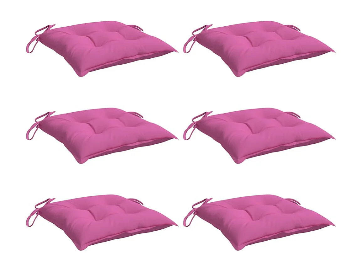 Coussins de chaise 6 pièces rose 40x40x7 cm tissu