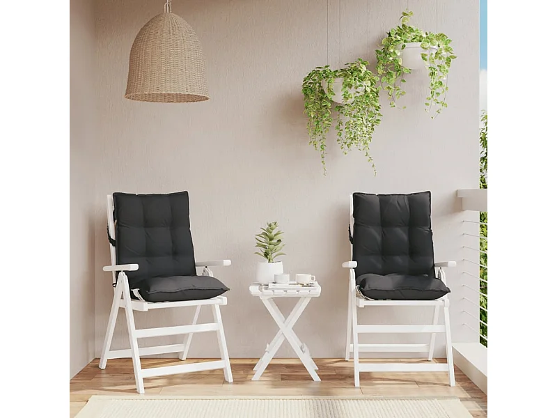 Coussins de chaise à dossier bas lot de 2 noir tissu oxford