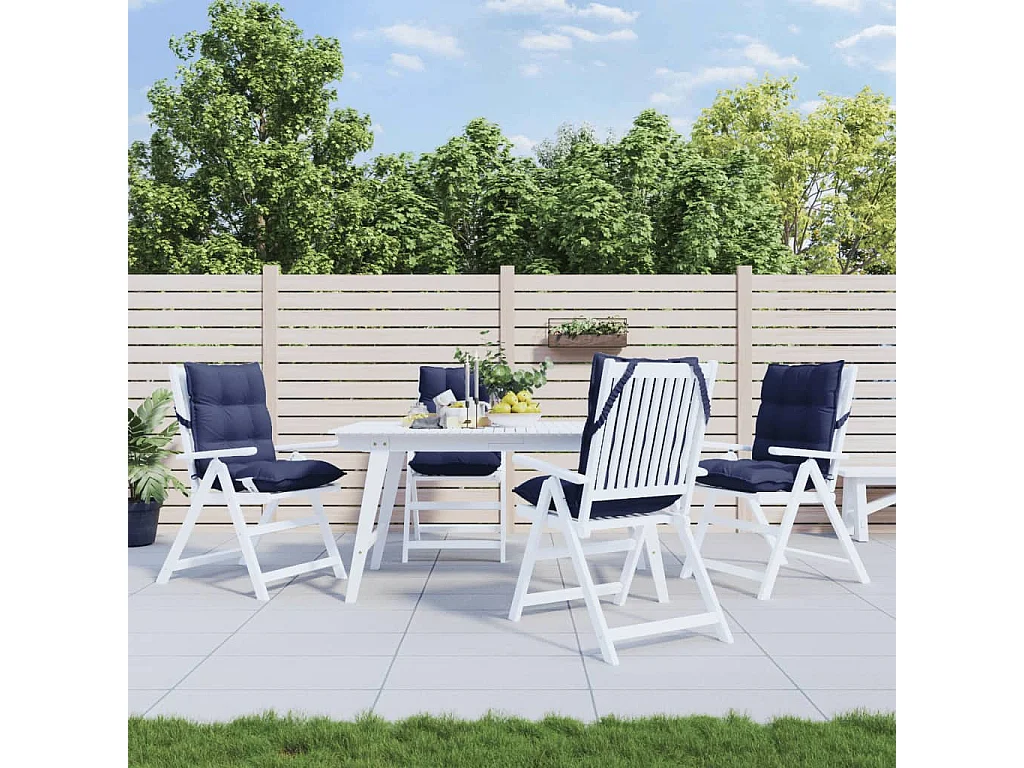 Coussins de chaise à dossier bas lot de 4 bleu marine