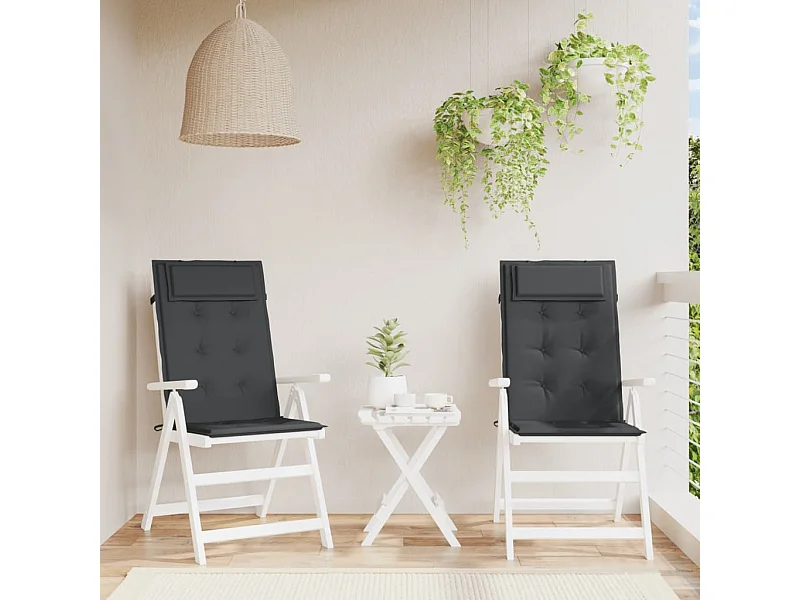 Coussins de chaise à dossier haut lot de 2 noir tissu oxford