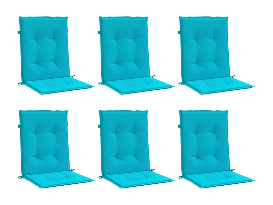 Coussins de chaise à dossier bas 6 pièces turquoise tissu