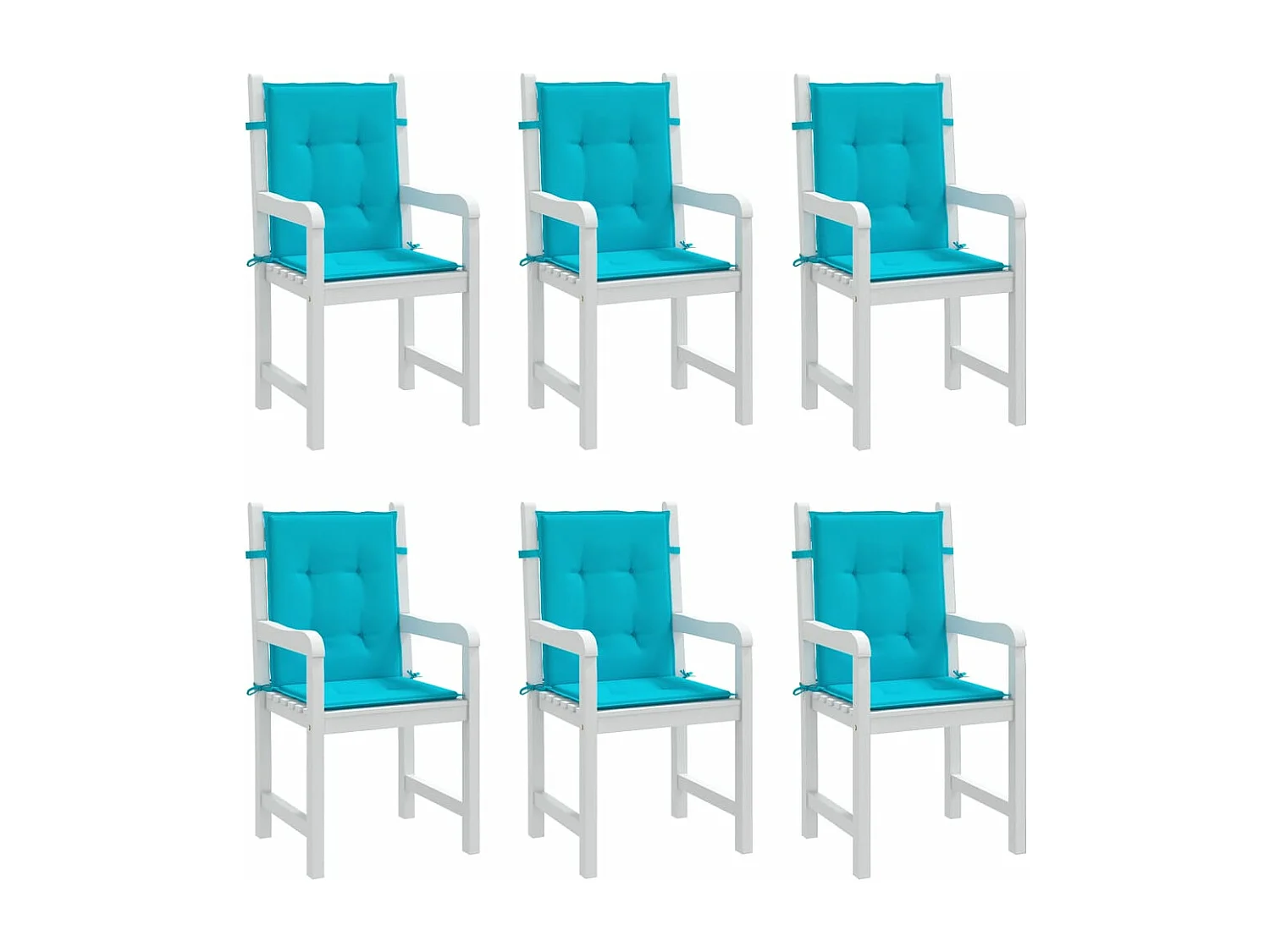 Coussins de chaise à dossier bas 6 pièces turquoise tissu