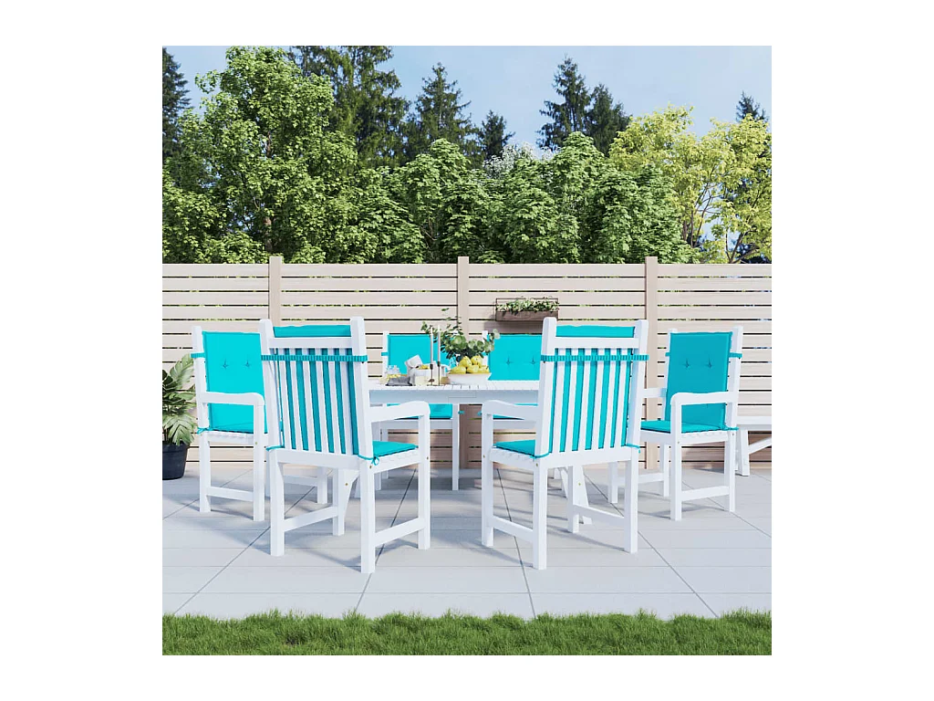 Coussins de chaise à dossier bas 6 pièces turquoise tissu