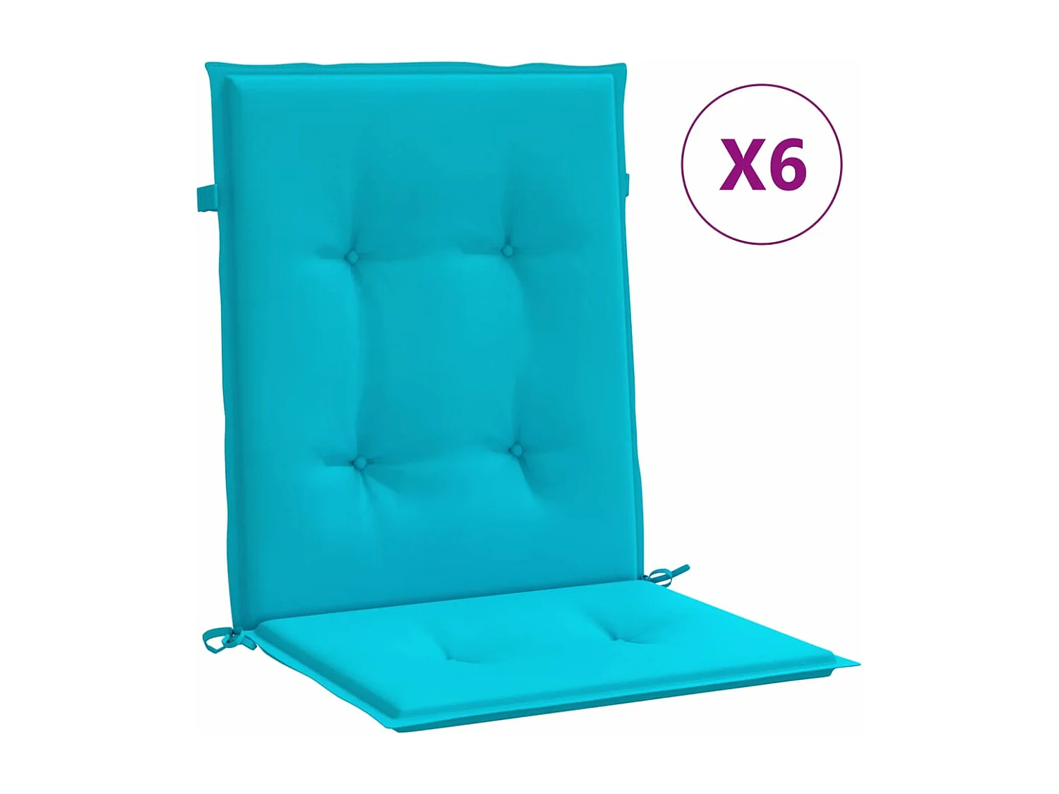 Coussins de chaise à dossier bas 6 pièces turquoise tissu