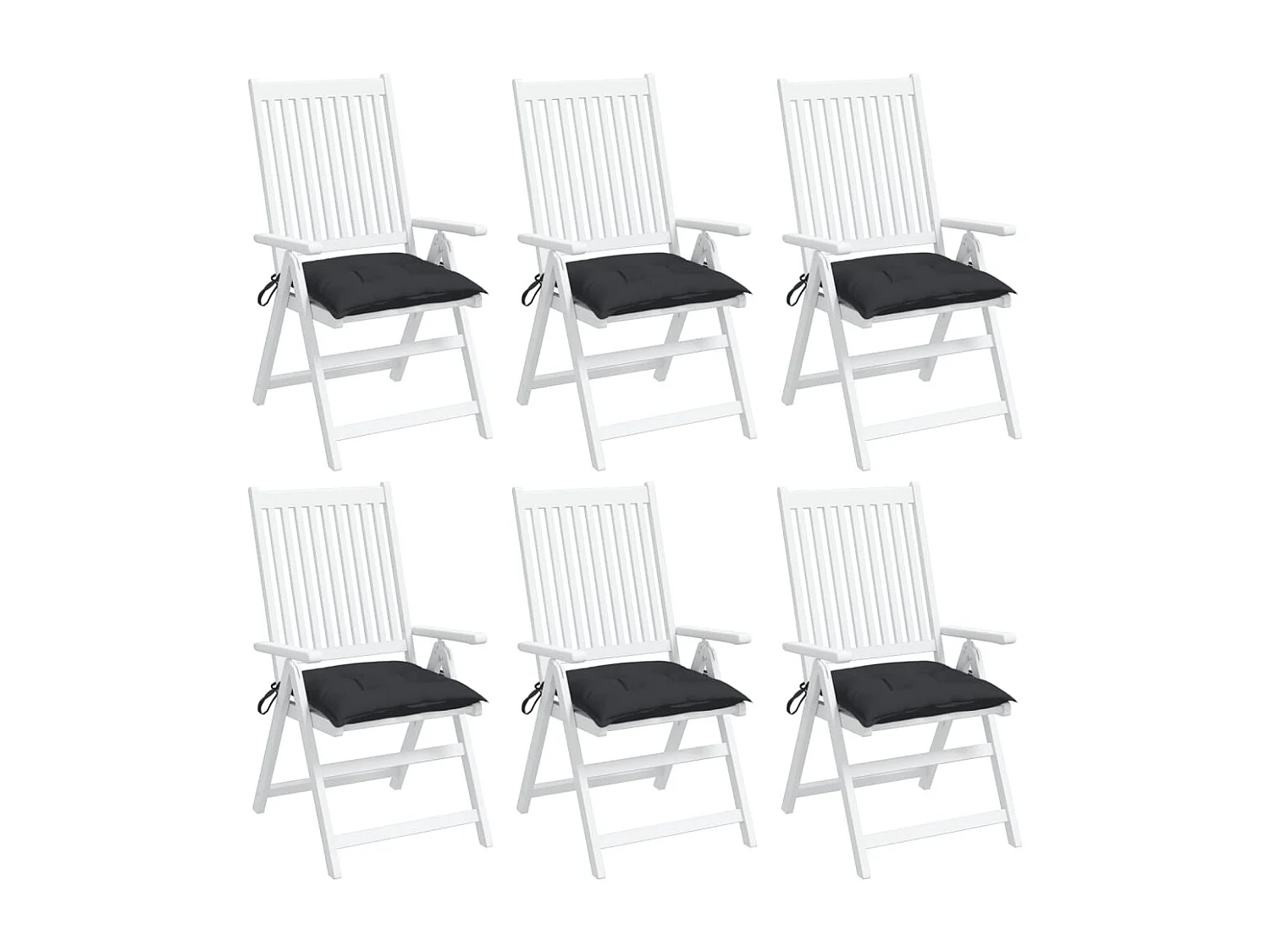 Cojines de silla de jardín 6 unidades tela Oxford negro 40x40x7 cm