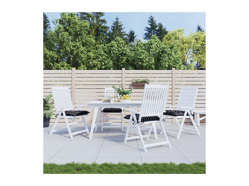 Coussins de chaise 4 pièces carreaux noir 40x40x7 cm tissu