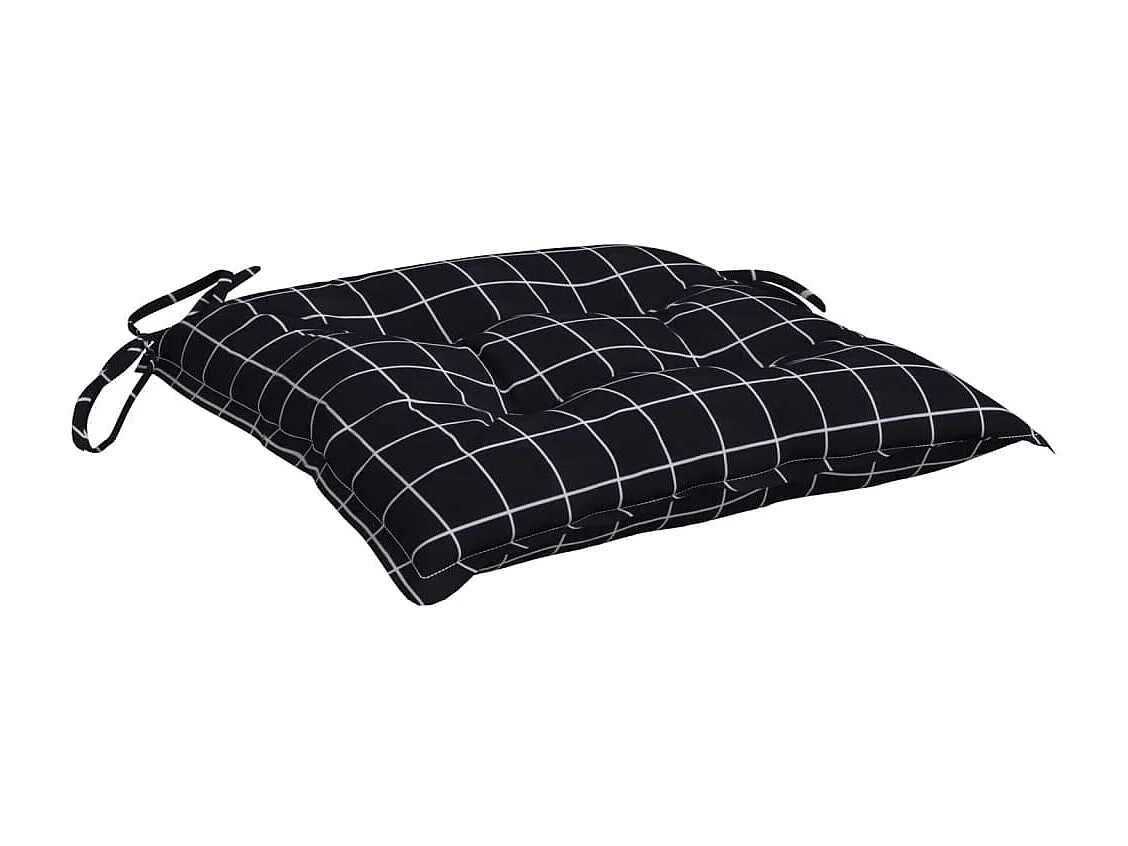 Coussins de chaise 4 pièces carreaux noir 40x40x7 cm tissu
