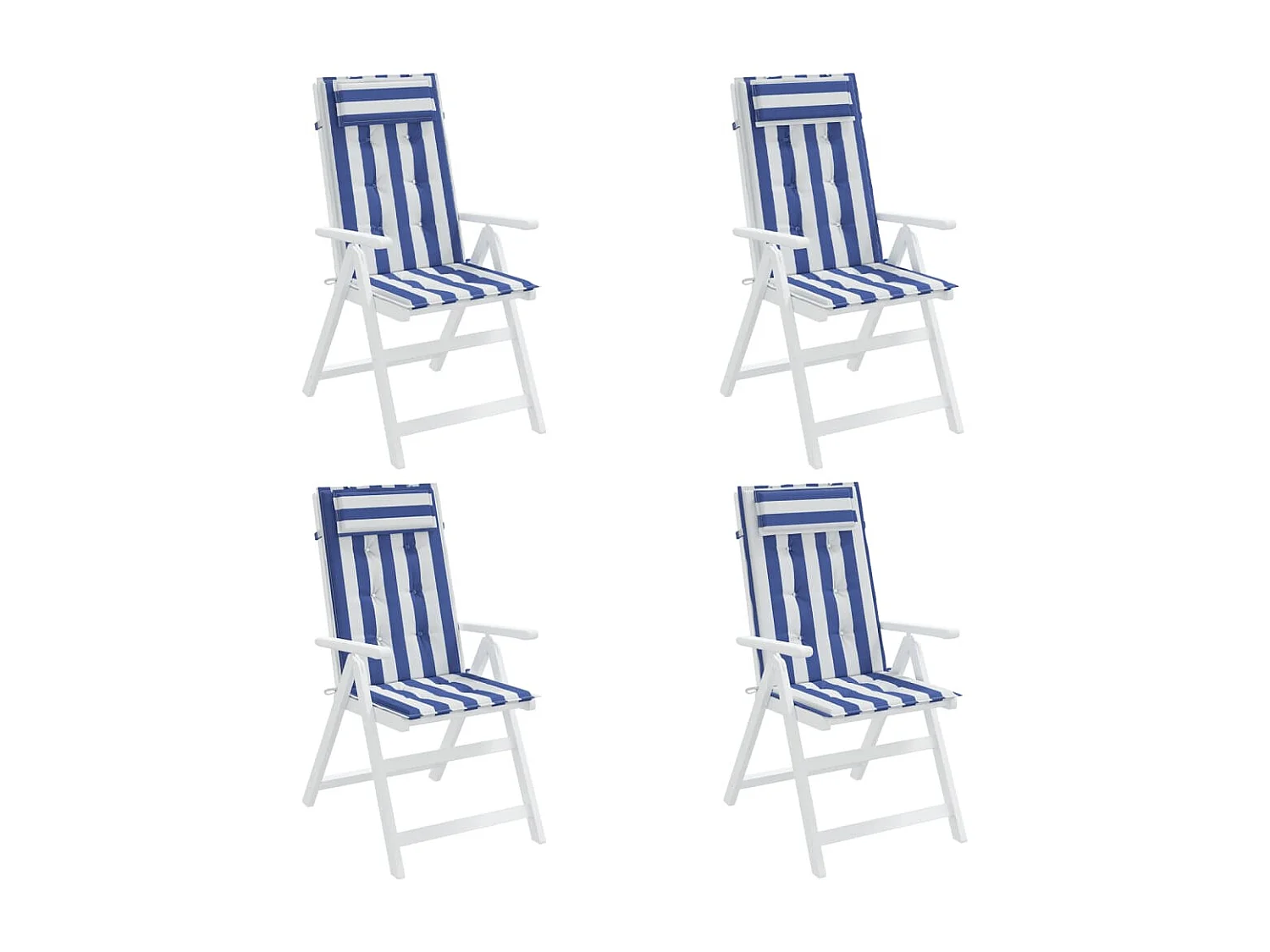 Almofadões cadeira encosto alto 4 peças tecido oxford azul/branco