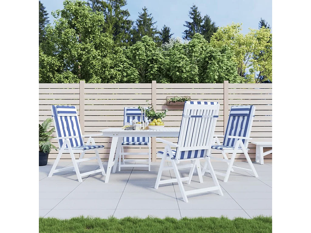 Coussins de chaise à dossier haut lot de 4 rayures bleu/blanc