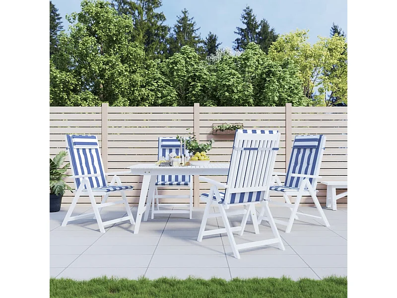 Coussins de chaise à dossier haut lot de 4 rayures bleu/blanc
