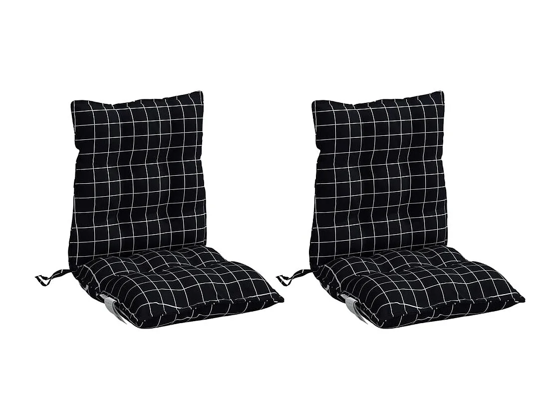 Coussins de chaise à dossier bas lot de 2 motif à carreaux noir