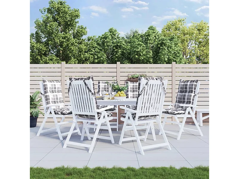 Almofadões cadeira encosto alto 6 peças oxford xadrez cinzento