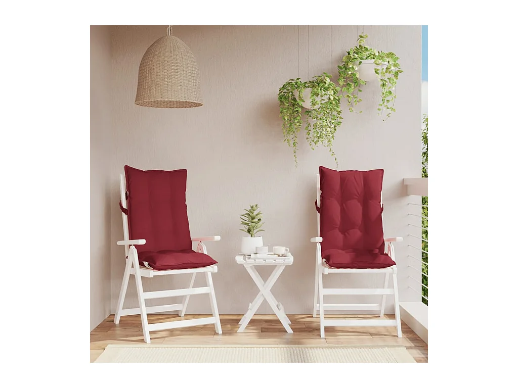 Coussins de chaise à dossier haut lot de 2 rouge bordeaux