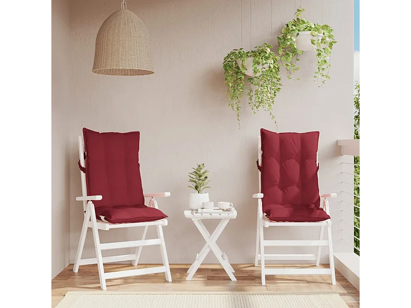 Coussins de chaise à dossier haut lot de 2 rouge bordeaux