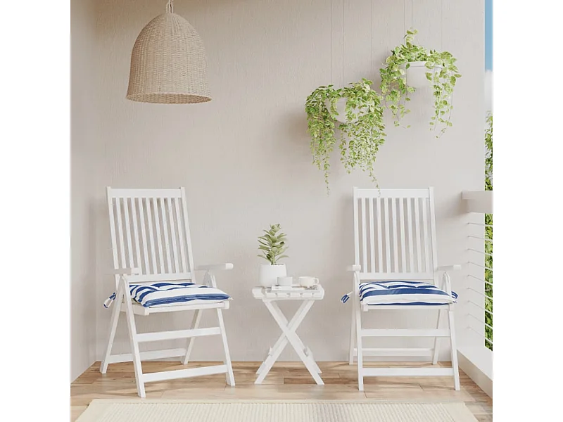 Cojines de silla 2 unidades tela Oxford rayas azul blanco 50x50x7 cm