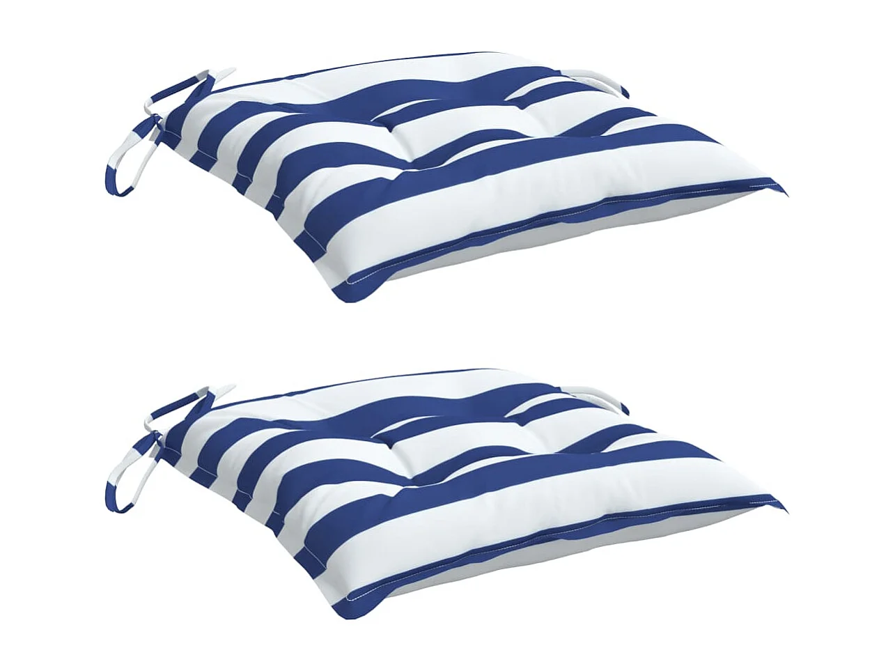 Coussins de chaise 2 pièces rayures bleues et blanches 50x50x7 cm