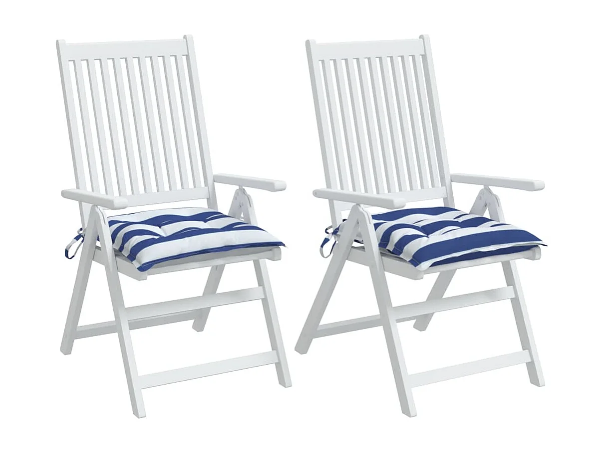 Coussins de chaise 2 pièces rayures bleues et blanches 50x50x7 cm