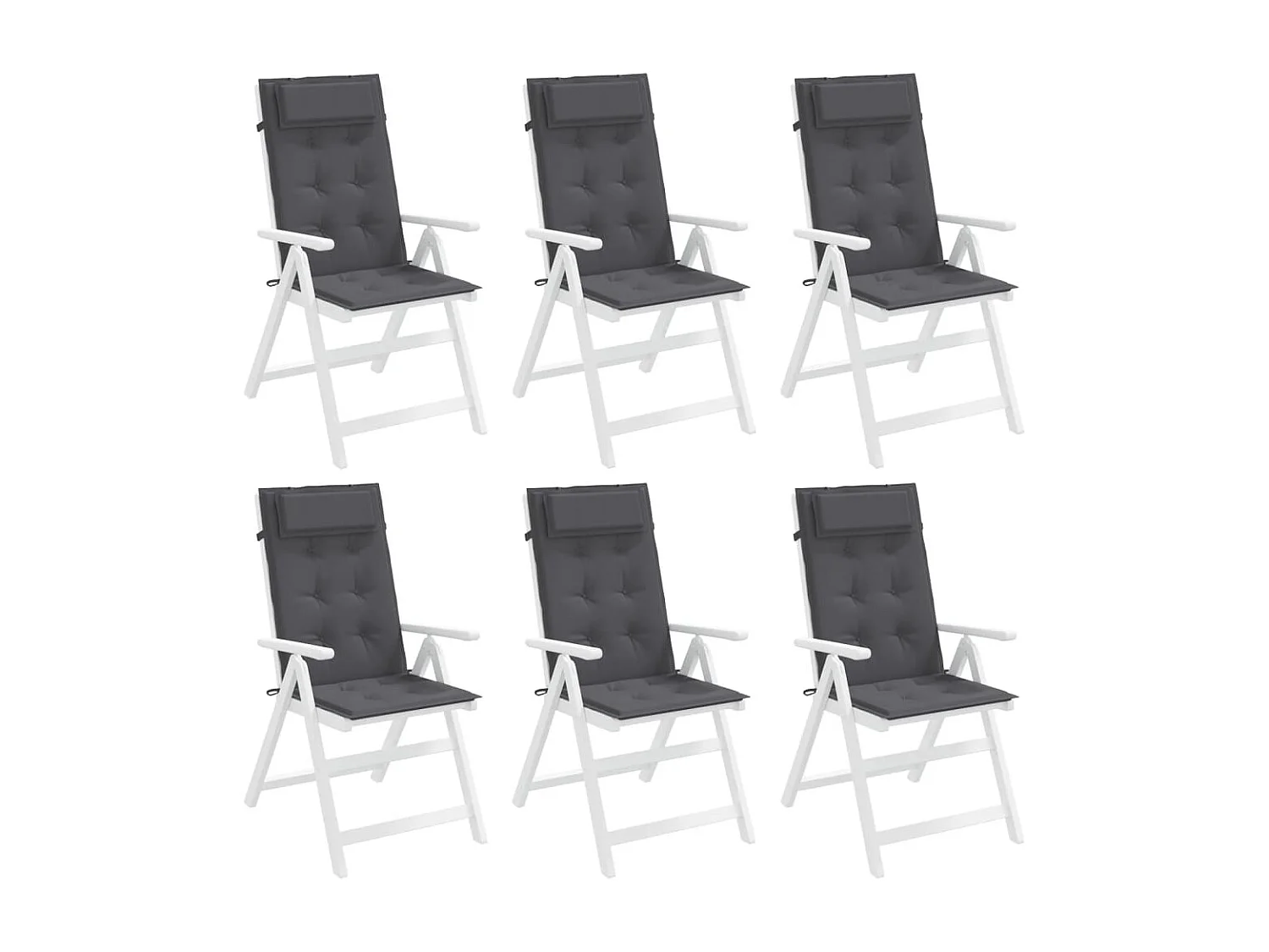 Coussins de chaise à dossier haut lot de 6 anthracite