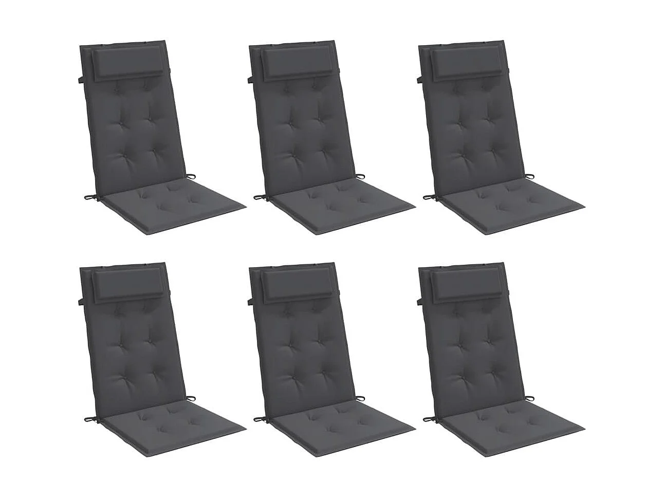 Coussins de chaise à dossier haut lot de 6 anthracite
