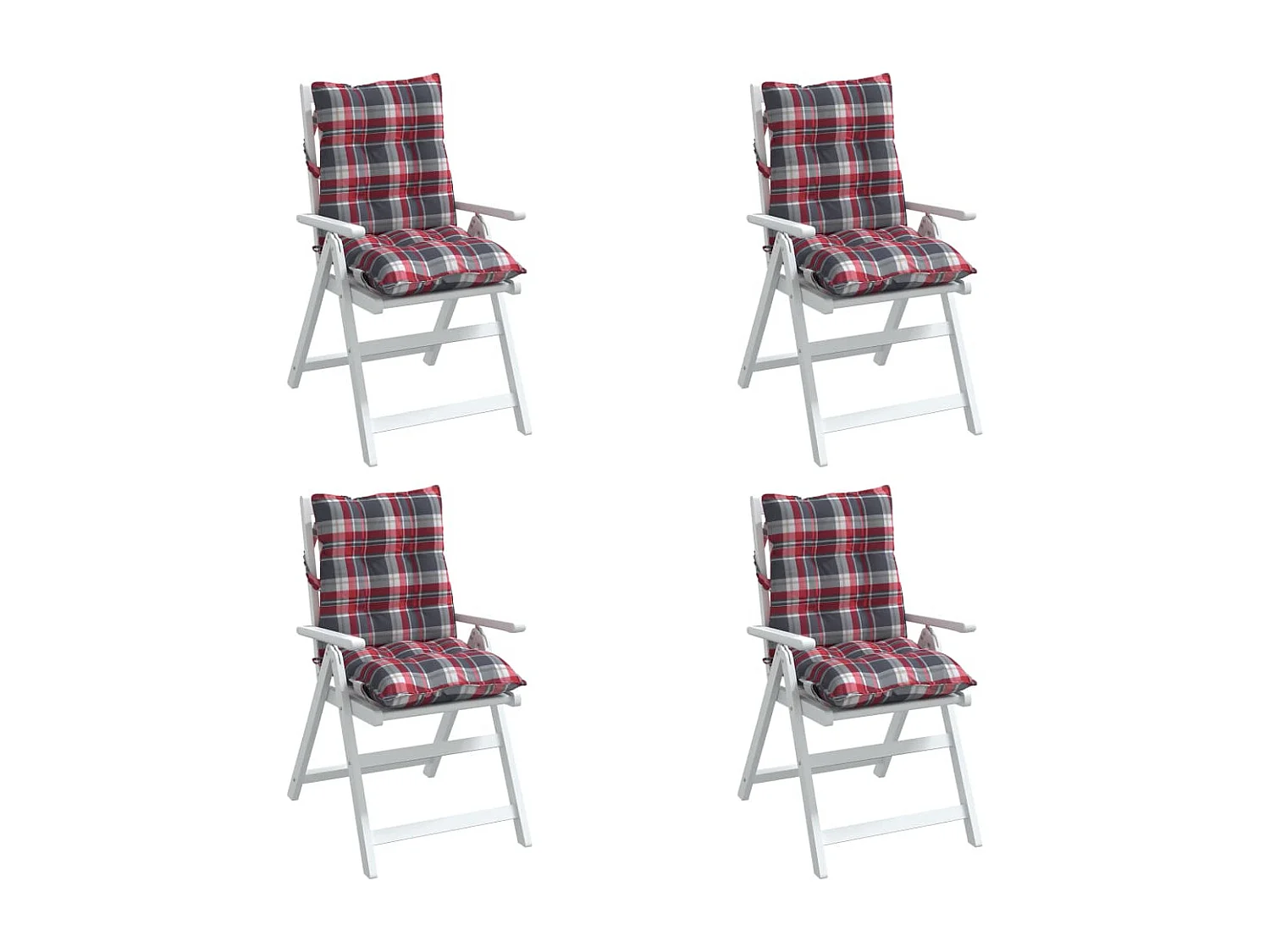 Cojines para silla respaldo bajo 4 unidades tela Oxford cuadros rojo
