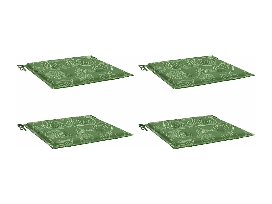 Coussins de chaise lot de 4 motif de feuilles 40x40x3 cm tissu