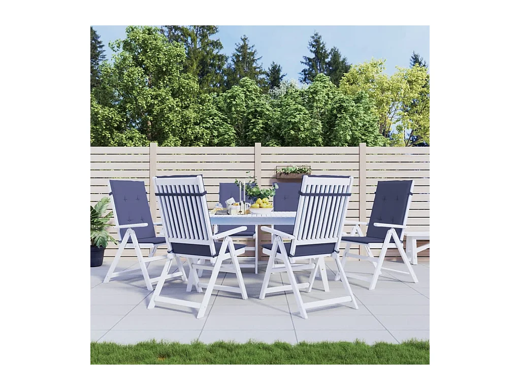 Coussins de chaise à dossier haut lot de 6 bleu marine tissu