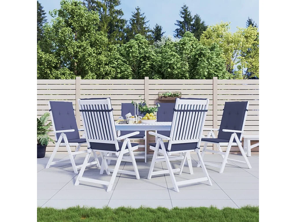 Coussins de chaise à dossier haut lot de 6 bleu marine tissu