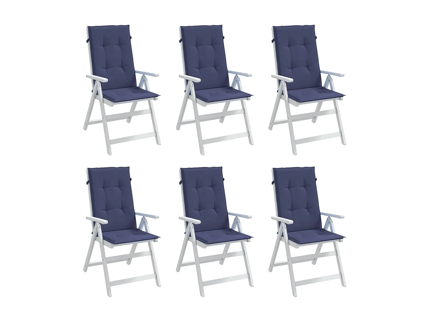 Coussins de chaise à dossier haut lot de 6 bleu marine tissu
