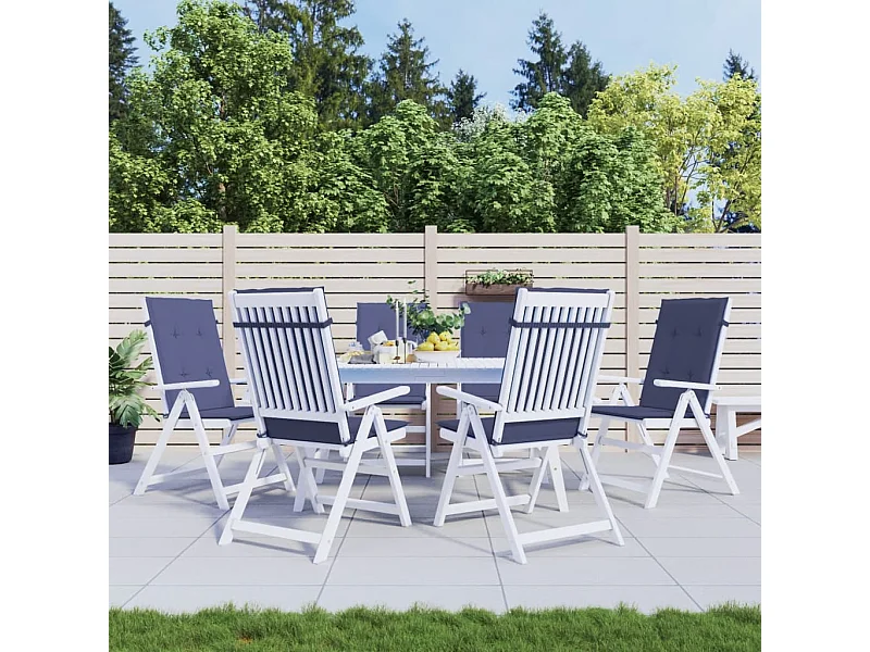 Coussins de chaise à dossier haut lot de 6 bleu marine tissu