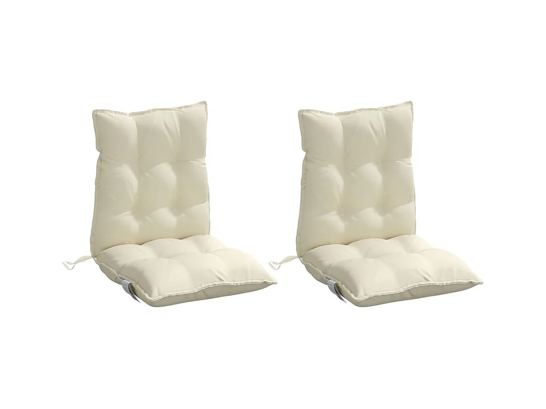 Coussins de chaise à dossier bas lot de 2 crème tissu oxford