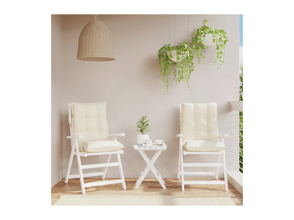 Coussins de chaise à dossier bas lot de 2 crème tissu oxford