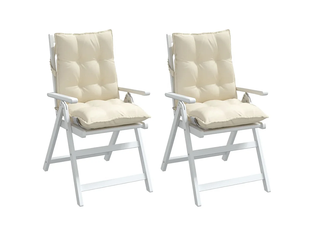 Coussins de chaise à dossier bas lot de 2 crème tissu oxford