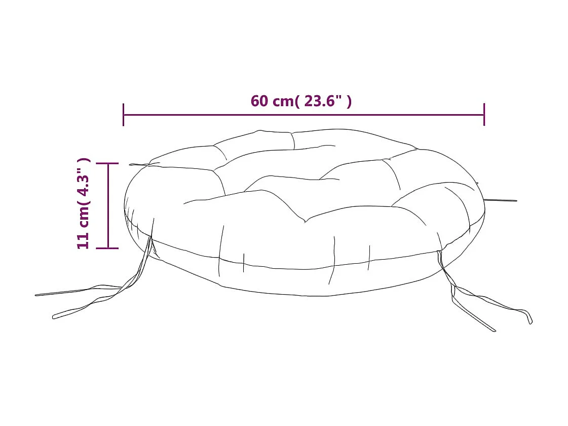 Cojín redondo de tela Oxford azul marino Ø 60x11 cm