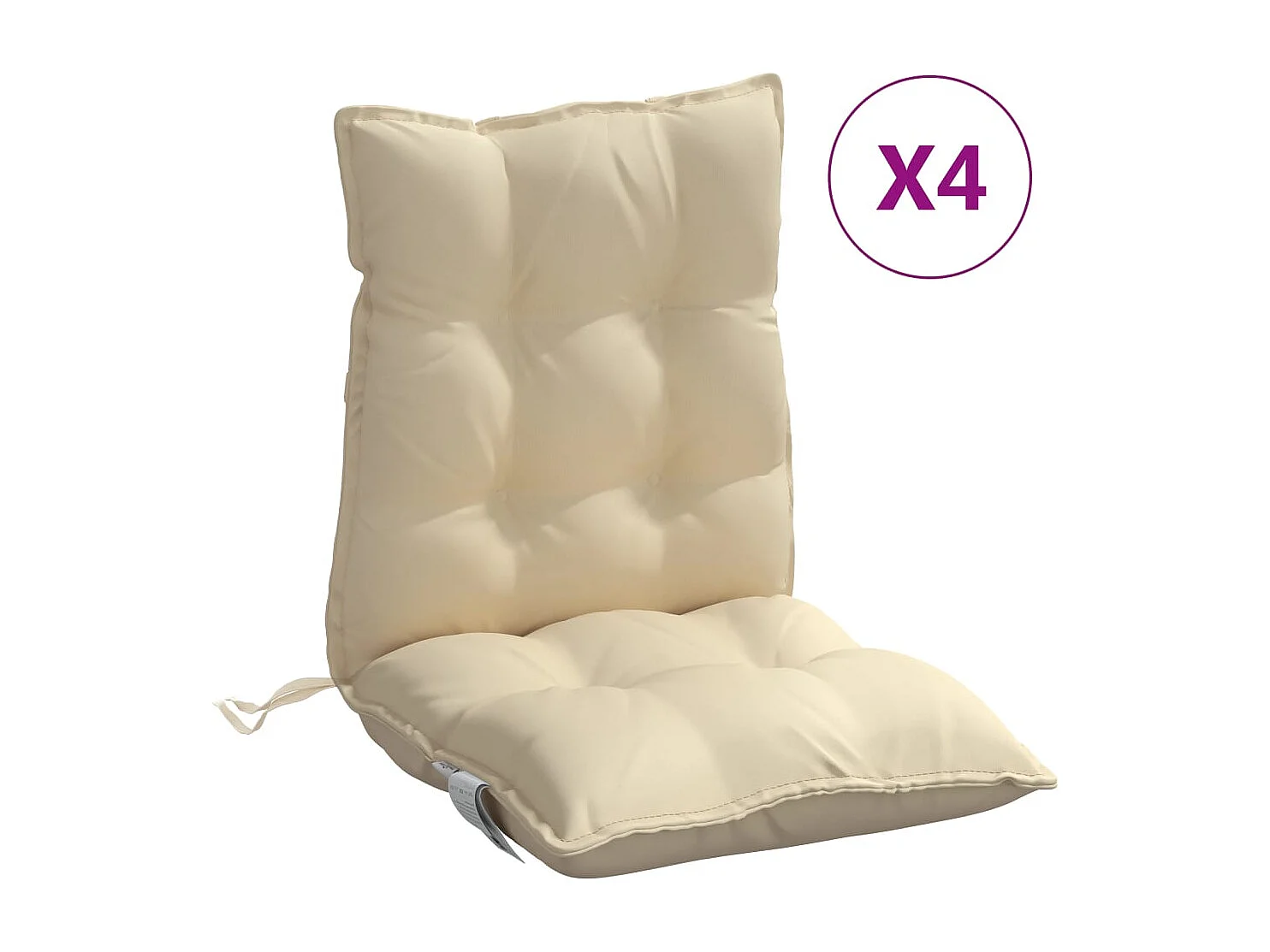 Coussins de chaise à dossier bas lot de 4 beige tissu oxford