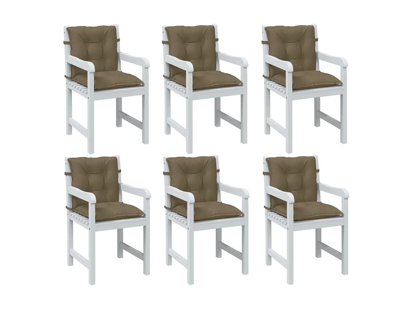 Cojines silla respaldo bajo 6 ud tela taupe melange 100x50x7 cm