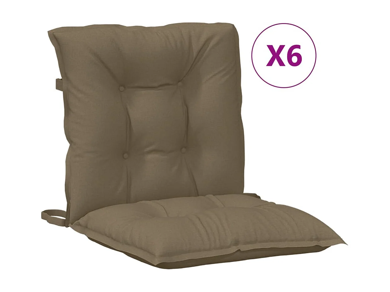 Cojines silla respaldo bajo 6 ud tela taupe melange 100x50x7 cm