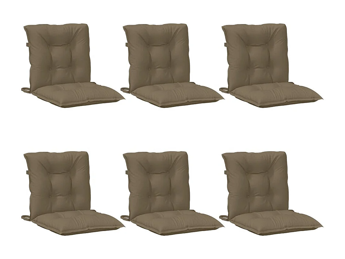 Cojines silla respaldo bajo 6 ud tela taupe melange 100x50x7 cm