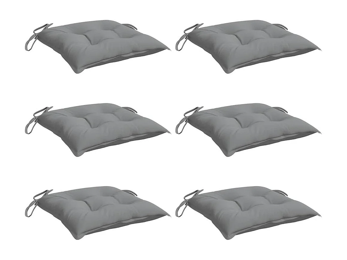 Coussins de chaise lot de 6 gris 40x40x7 cm tissu oxford