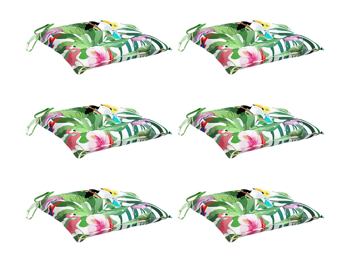 Coussins de chaise 6 pièces multicolore 40x40x7 cm tissu