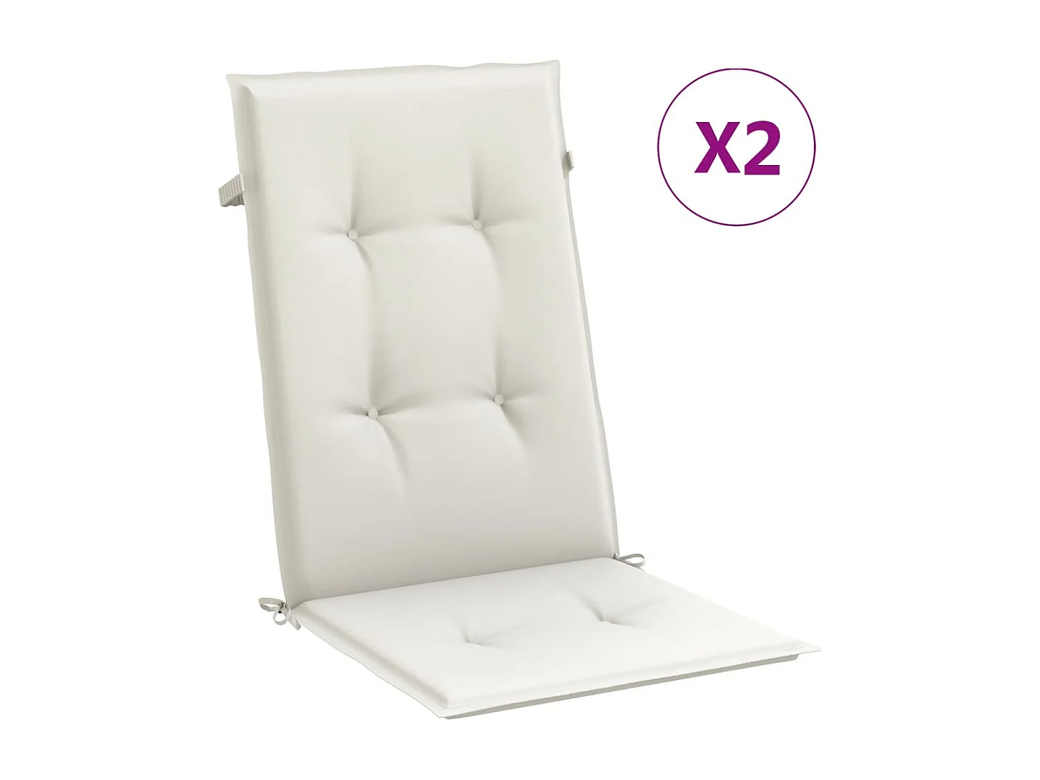 Coussins de chaise à dossier haut lot de 2 crème mélangé tissu