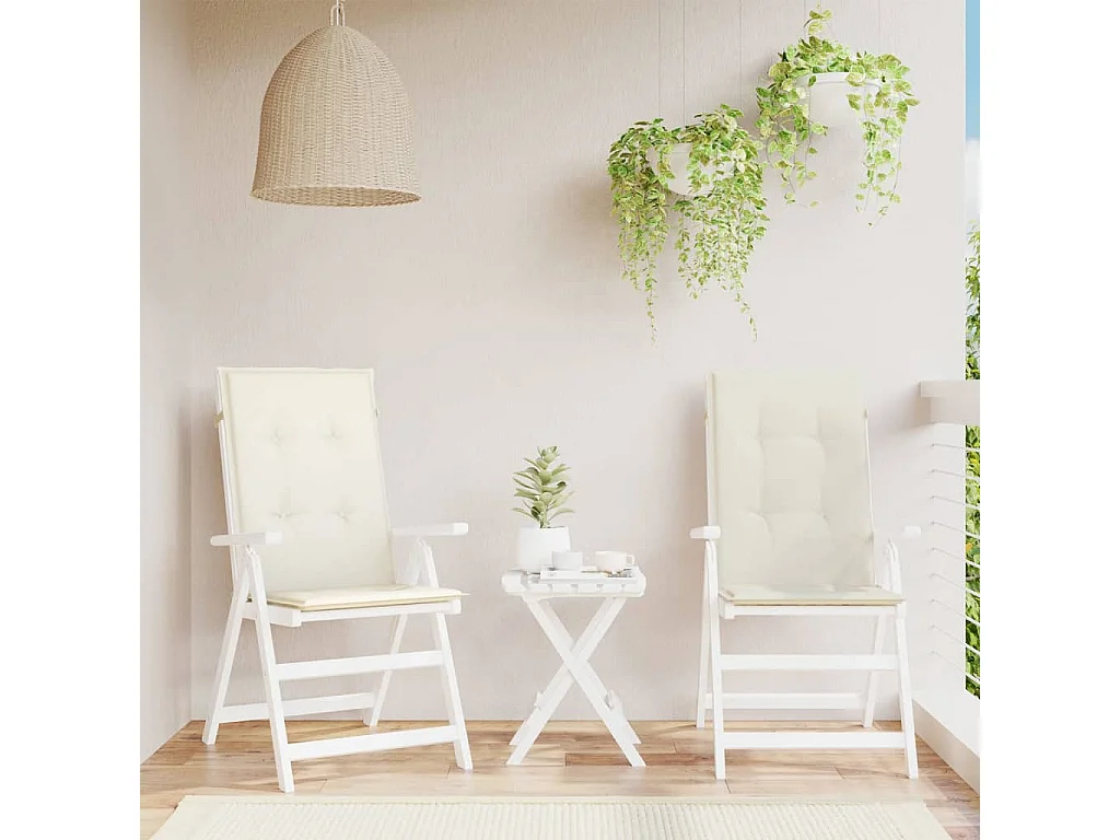 Coussins de chaise à dossier haut lot de 2 crème mélangé tissu