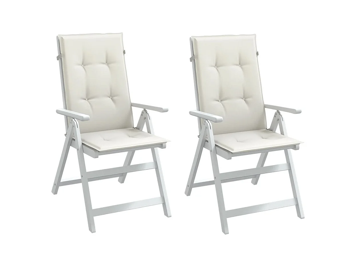 Coussins de chaise à dossier haut lot de 2 crème mélangé tissu