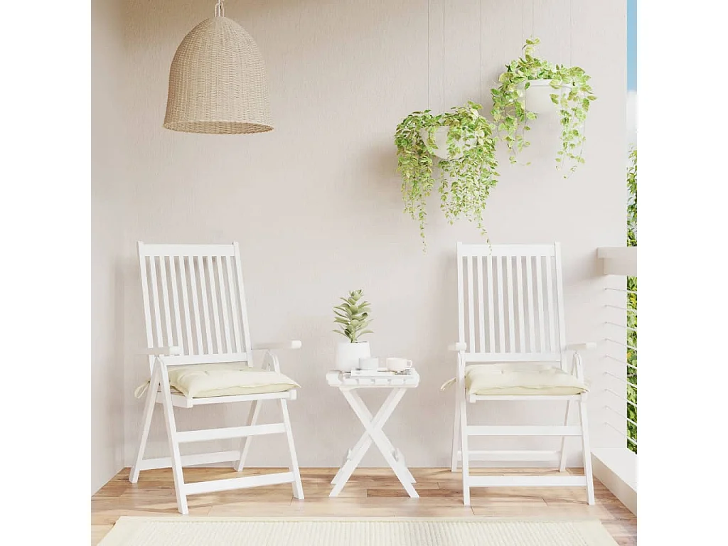 Cojines de silla de jardín 2 unidades tela Oxford crema 50x50x7 cm