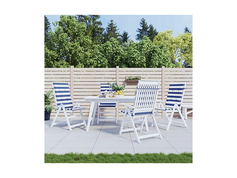 Coussins de chaise à dossier haut 4pièces rayures bleu/blanc tissu