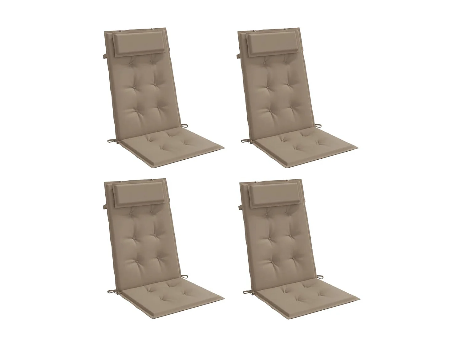 Coussins de chaise à dossier haut lot de 4 taupe tissu oxford
