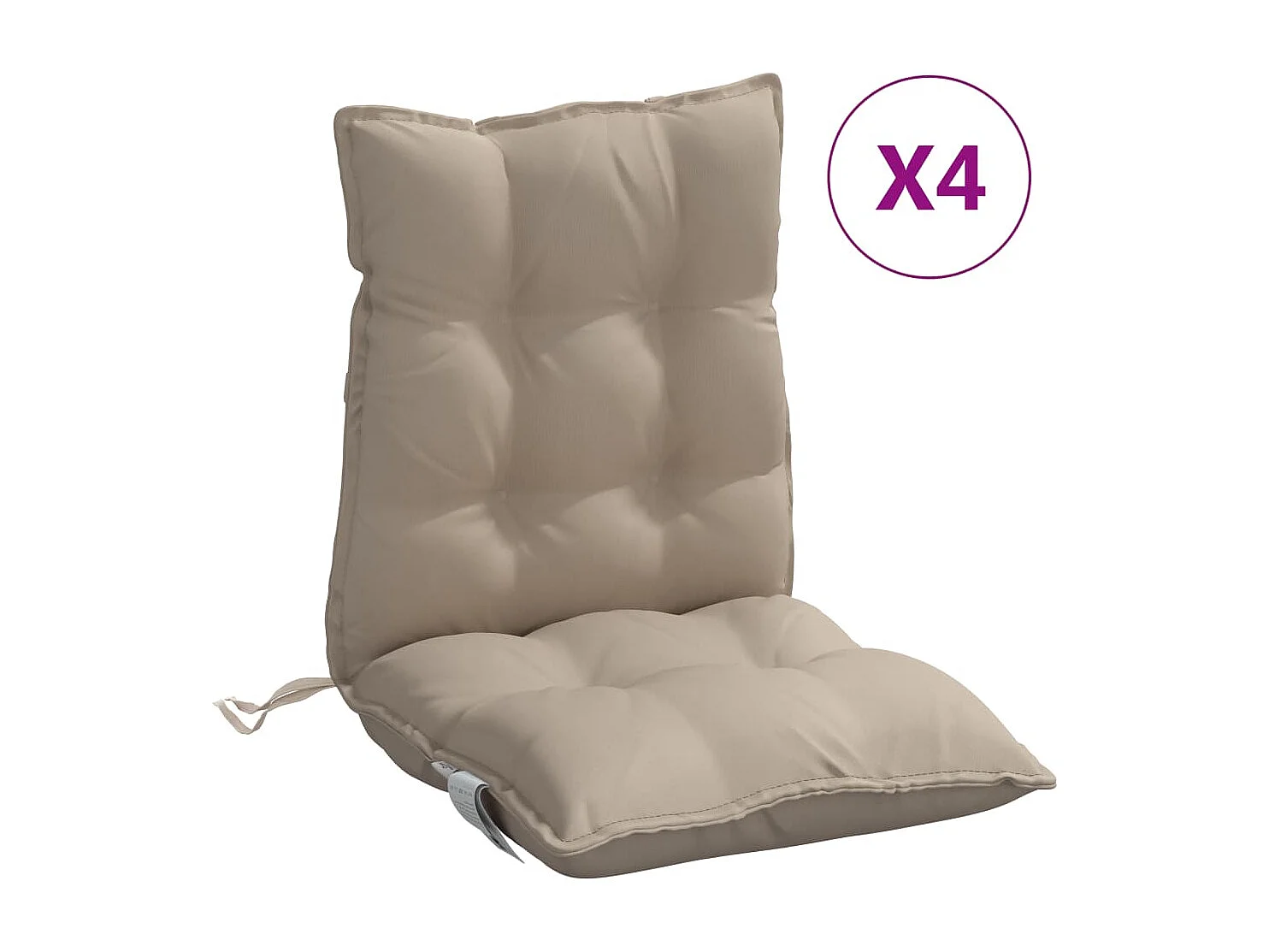 Coussins de chaise à dossier bas lot de 4 taupe tissu oxford