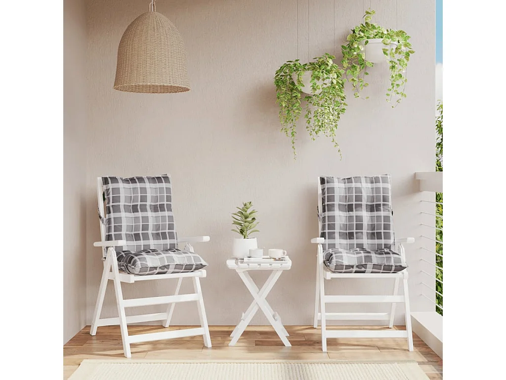 Almofadões cadeira encosto baixo 2 peças oxford xadrez cinzento